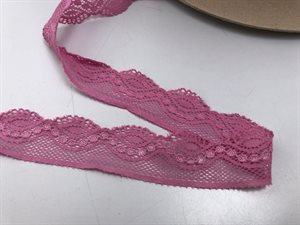 Blondekant - elastisk, pink, ca 3 cm